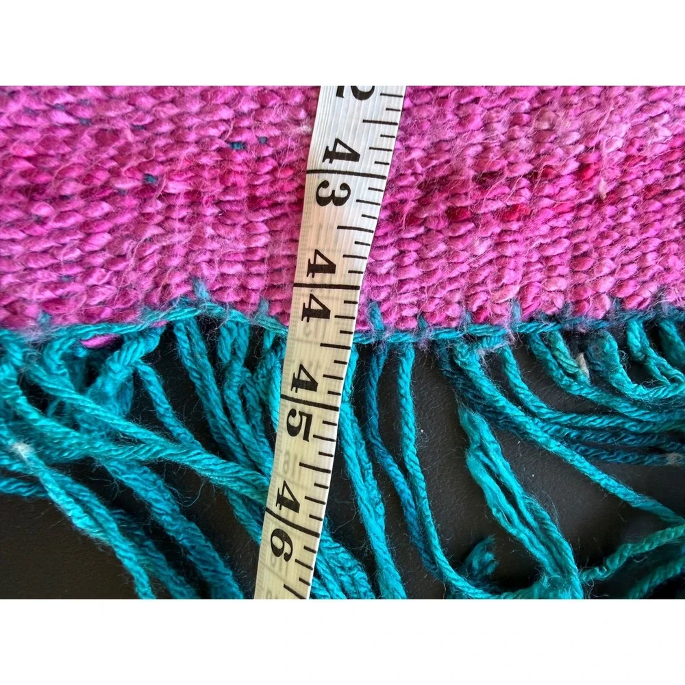 Vintage Handmade Handwoven Boho Shawl Wrap Fringe Artisan Textile Multicolor